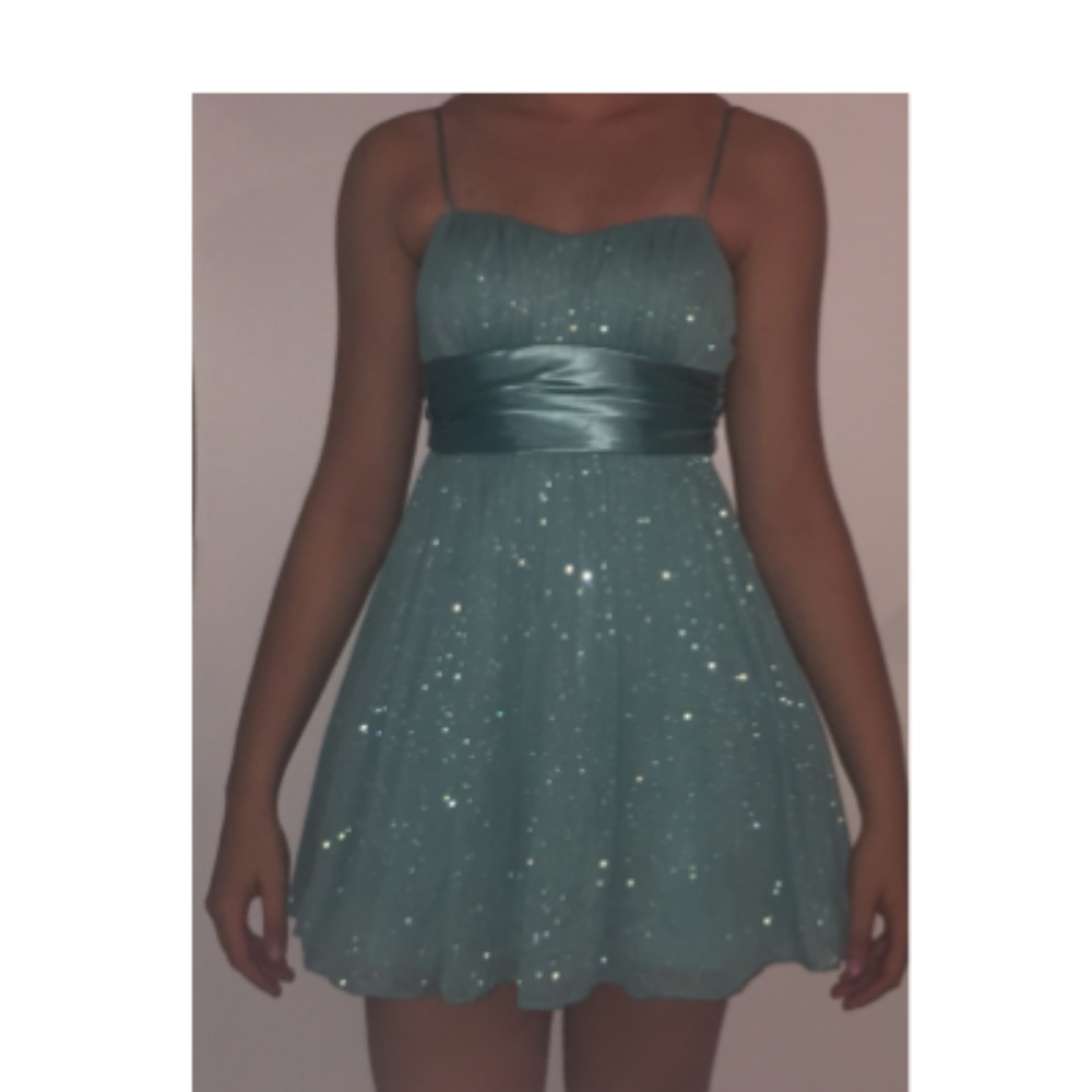"Speechless" Sparkly Light Blue Formal Dress